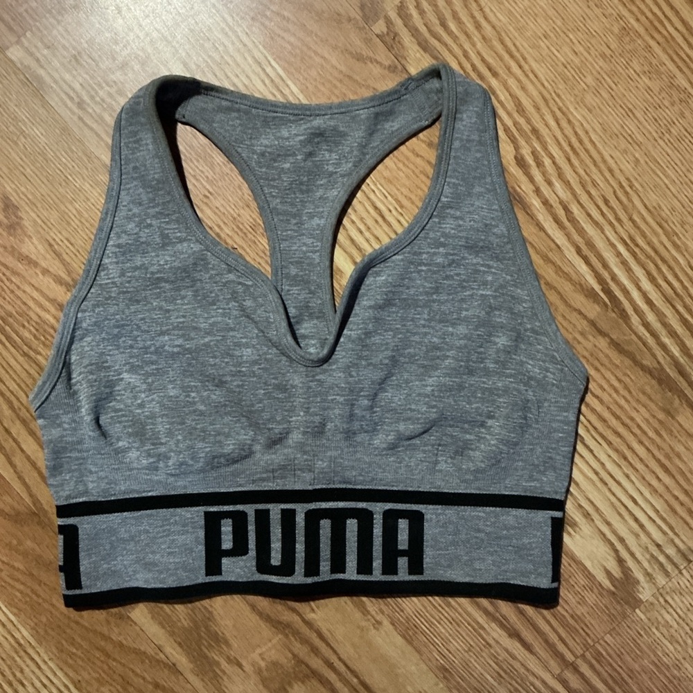 PUMA Charcoal Gray Sports Bra Size Large